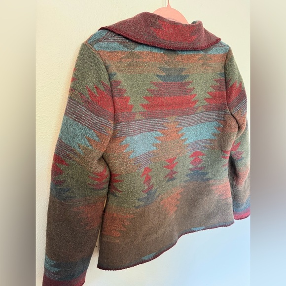 Territory Ahead Colorful Aztec Blanket Jacket Wool Blend Women Small Western EUC - Picture 3 of 8